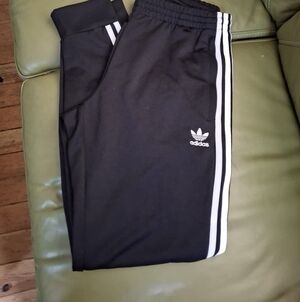 Adidas Originals Men Black Joggers with White Stripes sz Medium New